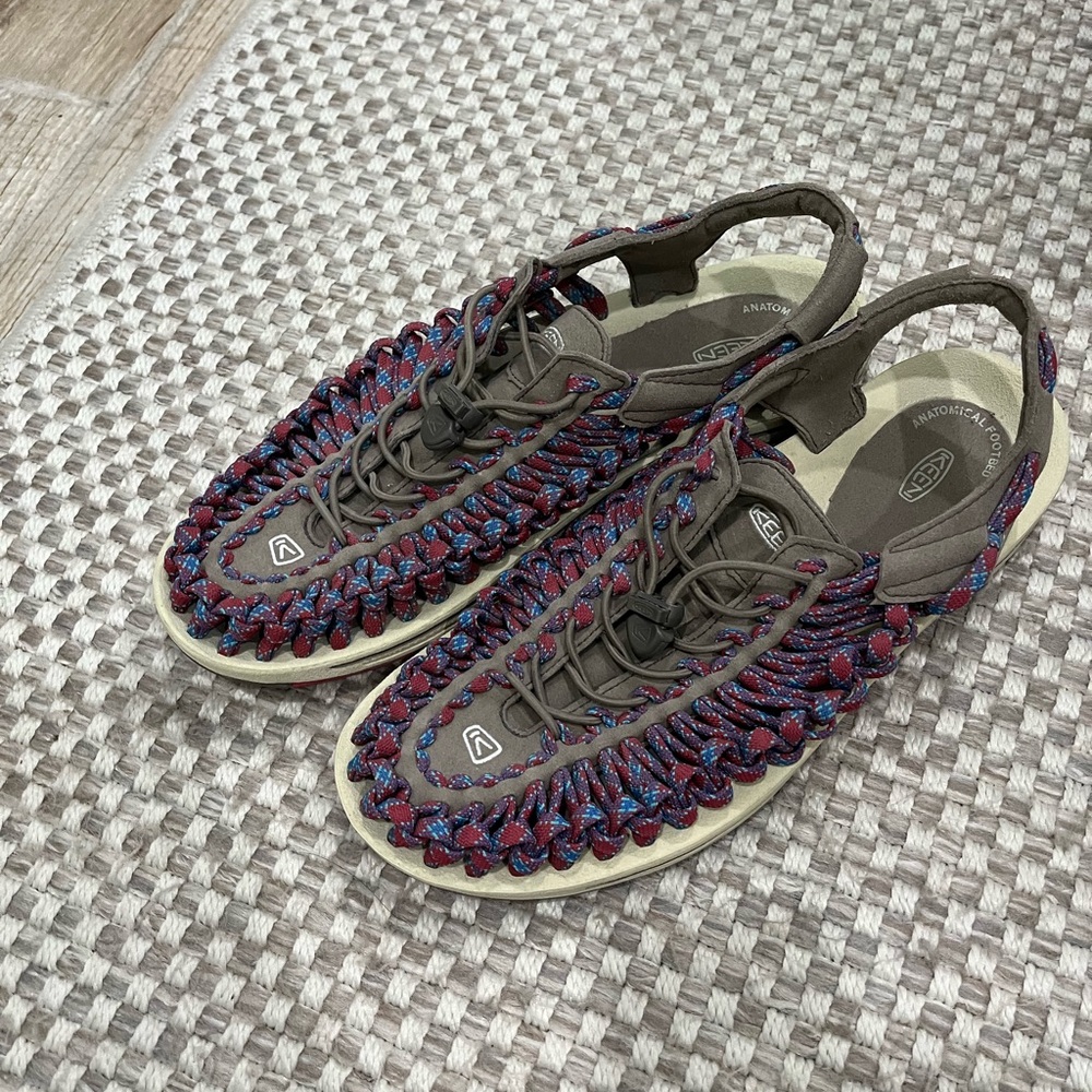 KEEN Red and Blue Woven Sandals